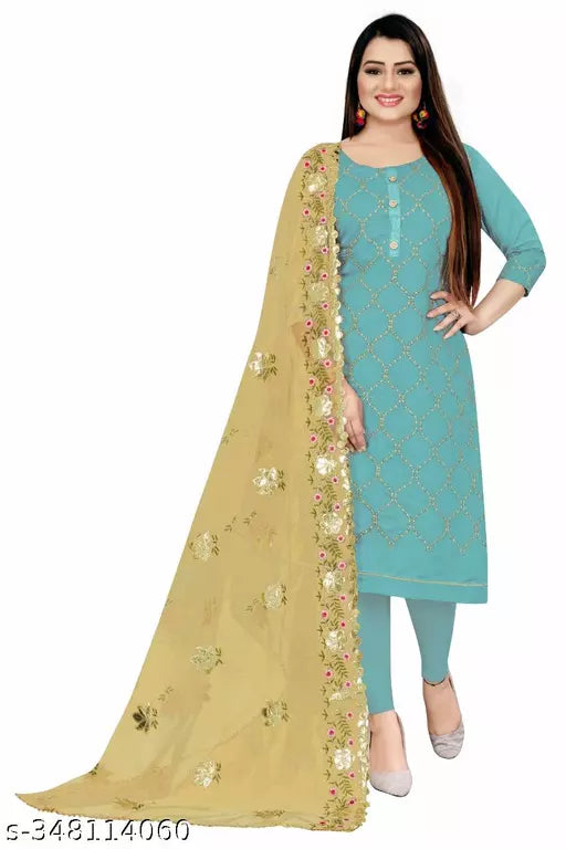 Embroidered Chanderi Dress Material
