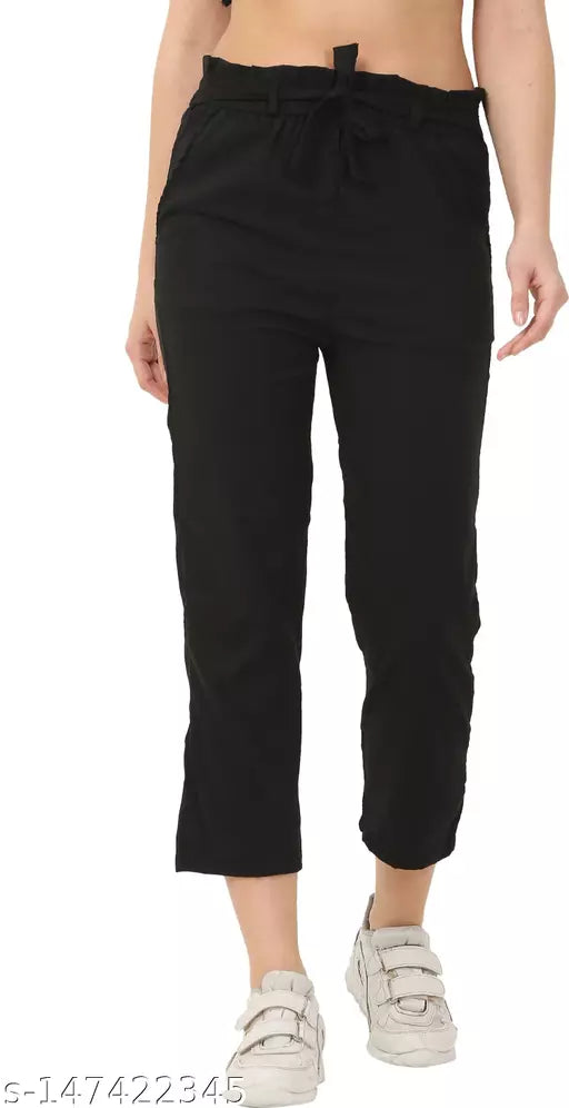 I.T FASHION Slim Fit Women Black Trousers ()