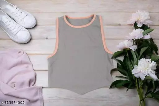 Women's Solid Cotton Rib Knit Crop Tank Top