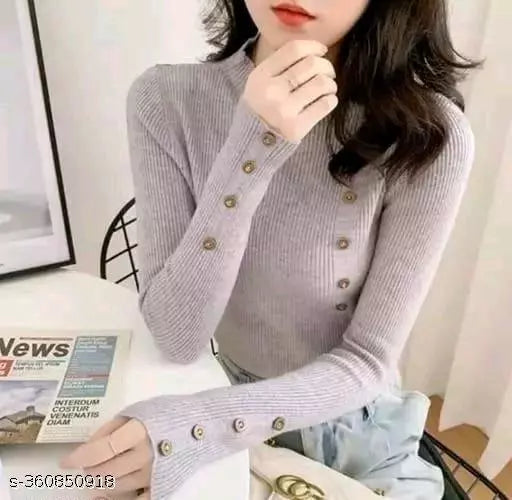 Jkp Collection Women's & Girl's Casual Top For Stylish Lycra Fabric Full Sleeve Solid pattern Perfact Top In Color Grey