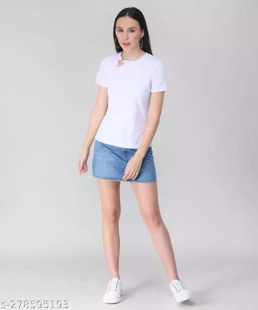Vivient Women White Janny Cut T-Shirt