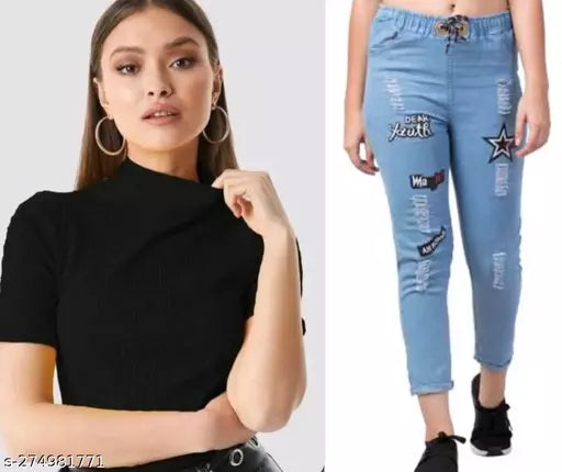 girls star print jogger & casul t_shirt