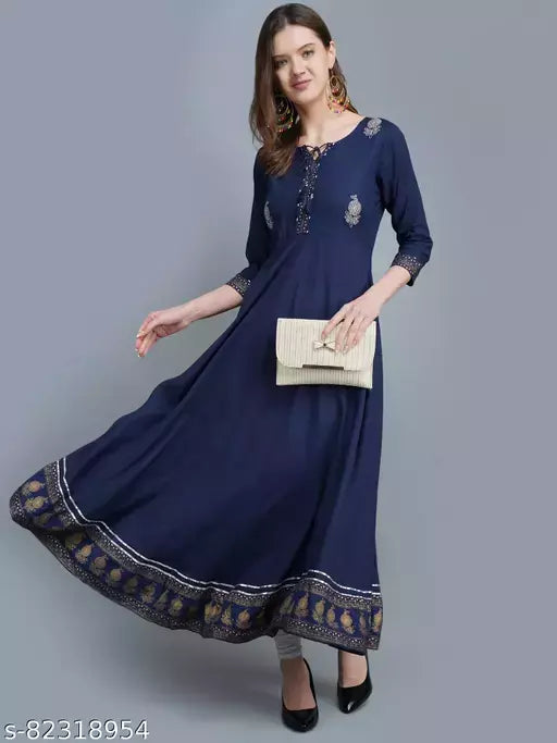 womens rayon Printed long kurta flaryed kurta trendy kurta partywear kurta anarkali kurta rayon kurta kurta