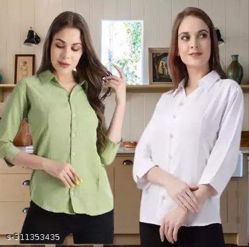 Stylish Solid Women Shirts Pack of 2