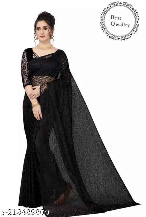 Brasso rasal Net sarees Black Colour