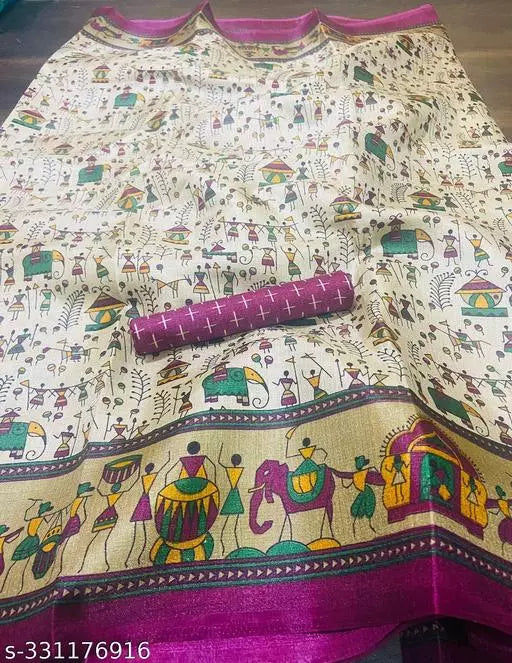WARLI PRINT KHAADI SILK BLENDED SAREE