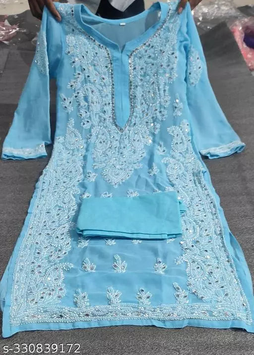 MIRROR CHIKANKARI KURTI WITH INNER
