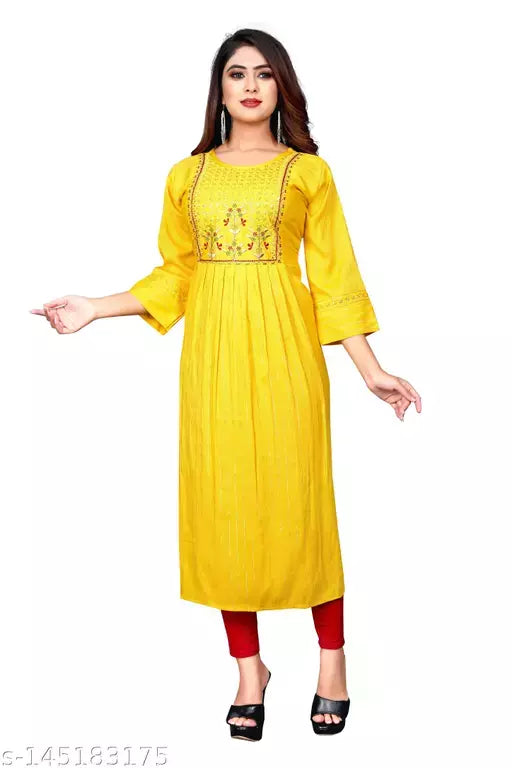 Women's Printed Rayon Anarkali Kurti
