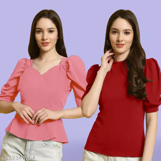 Clasic Casual Fashion Forward Women's Top - Pack of 2