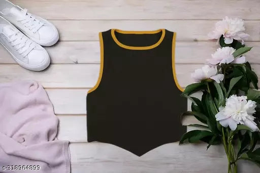 Women's Solid Cotton Rib Knit Crop Tank Top