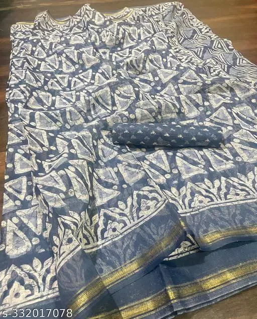 TRIO PRINTED COTTON BLENDED SAREE