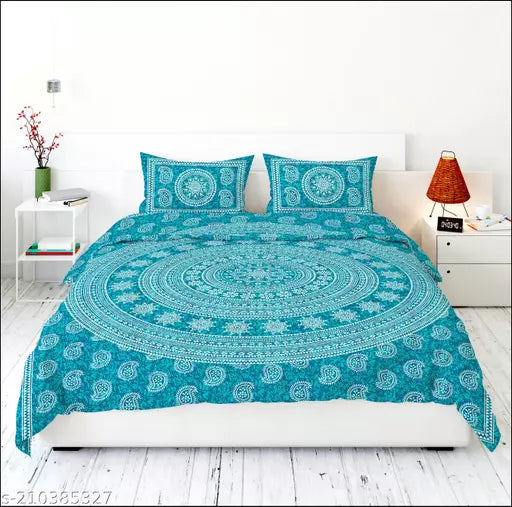 Jaipuri Pure Cotton Double Queen Bedsheet With 2 Pillow Covers