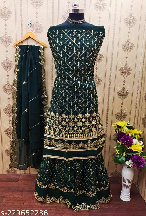 Georgette 9mm Heavy sequence Work Wear Suit Like Party Wear Garara suit