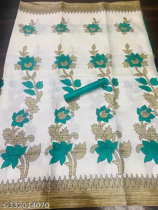 LIGHT WEIGHT FLORAL PRINTED KHADI SILK BLENDED SAREE
