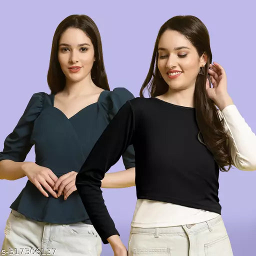 Clasic Casual Fashion Forward Women's Top - Pack of 2
