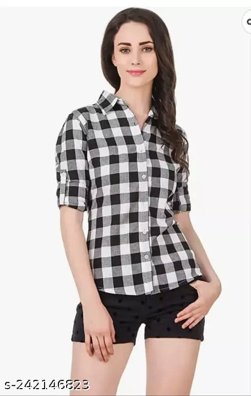 woman check shirt R F