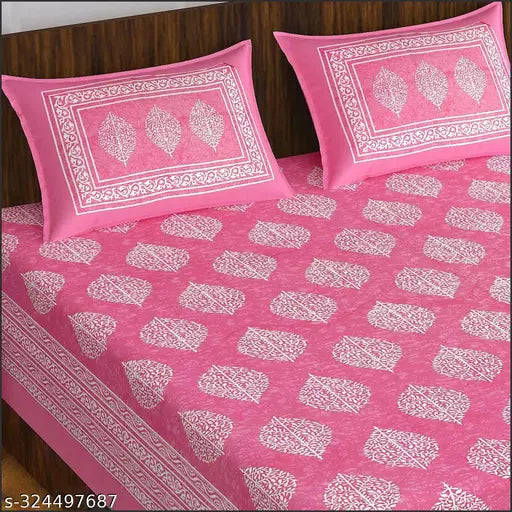 Jaipuri Pure Cotton Double Queen Bedsheet With 2 Pillow Covers