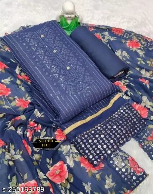 Georgette Unstiched Party Wear Salwar Suit and Dress Material Blue2 Colours
