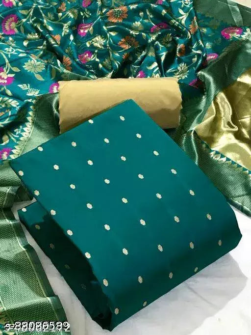 New Banarasi Silk Dress Material With Dupattas