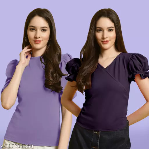 Clasic Casual Fashion Forward Women's Tops - Pack of 2