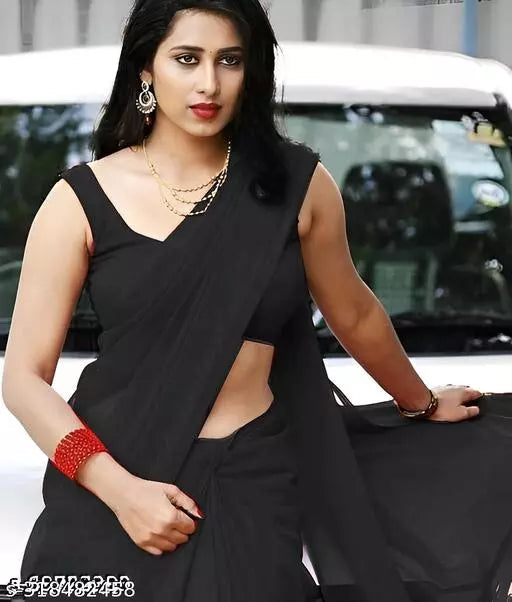 Fancy Party Wear Sarees Black Colour Sarees with BY Kraddle