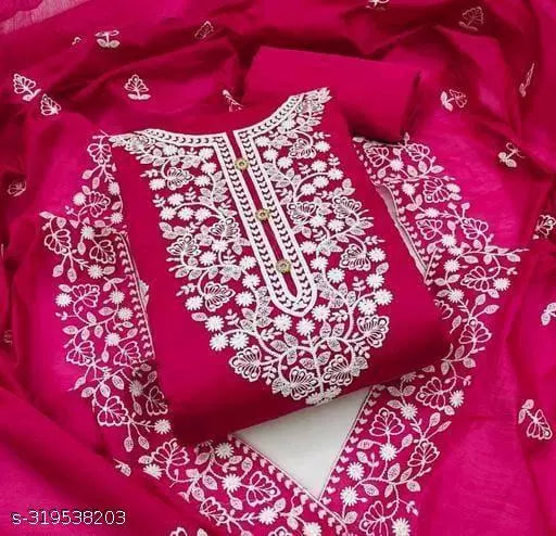 Women"s Exclusive Chanderi With Heavy Embroidery Work Unstiched Dress Materials