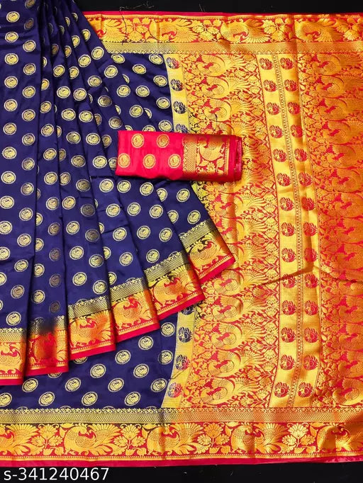 Morpich Fashion Nylon Banarasi Silk Same Border Saree