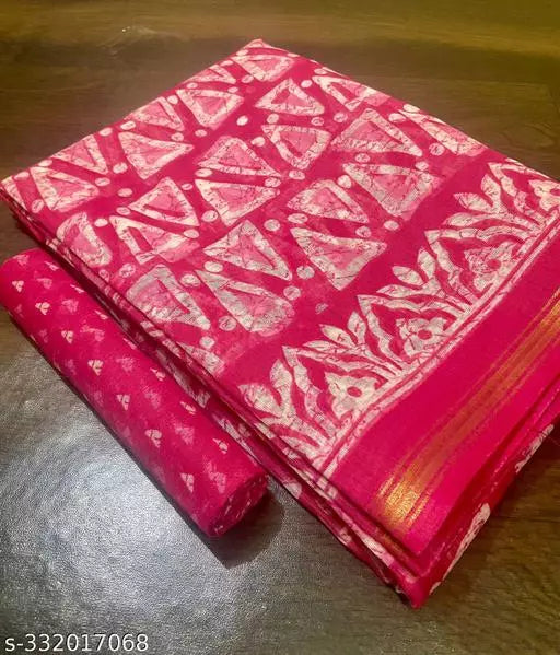 TRIO PRINTED COTTON BLENDED SAREE