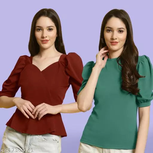 Clasic Casual Fashion Forward Women's Tops - Pack of 2