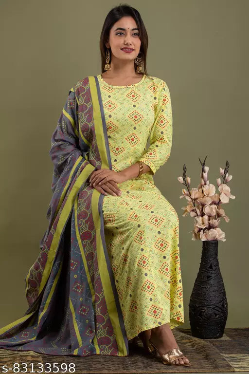 Mialo fashion bandhani print kurta with dupatta.
