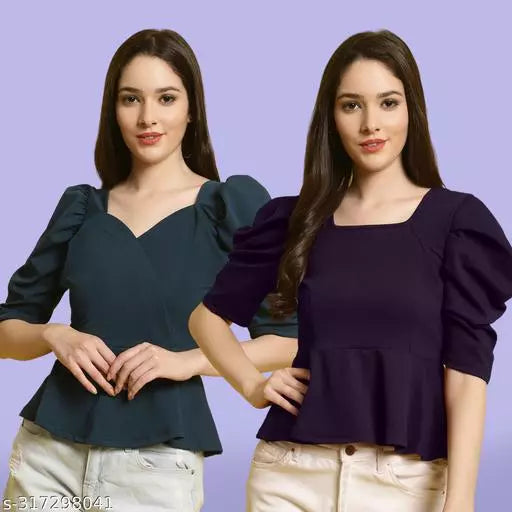 Clasic Casual Fashion Forward Women's Top - Pack of 2