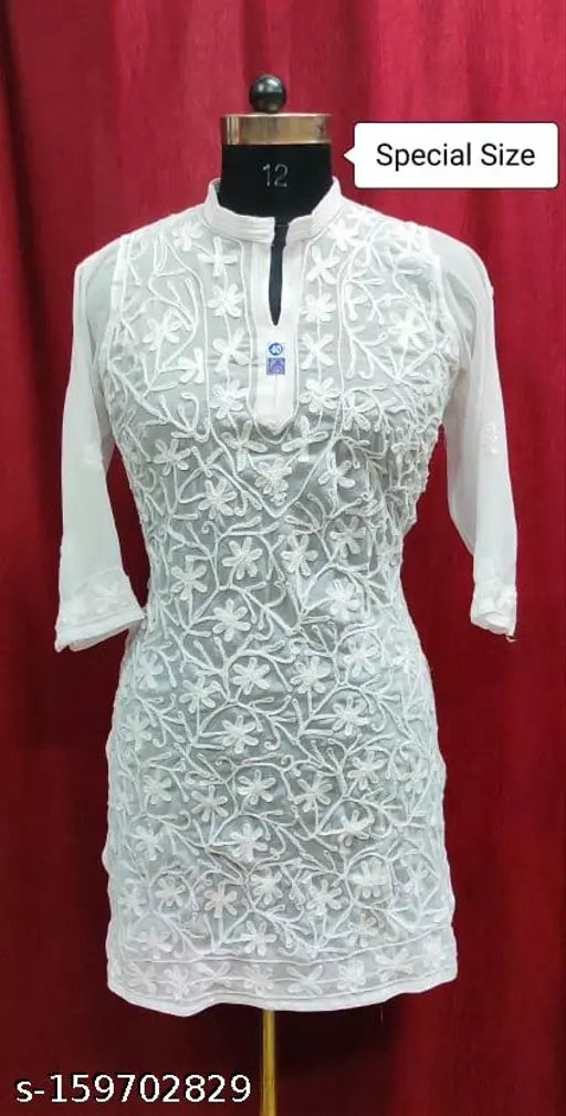 Aari Georgette Front Jaal Medium Length.