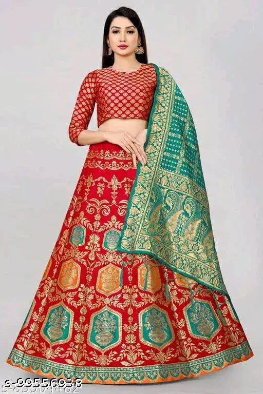 BANARASI LEHENGA CHOLI WITH BLOUSE (UN-STITCHED) BY VAIDIK ETHNIC