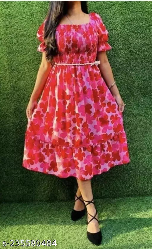 Women Dress Flower Print Kansai Dress