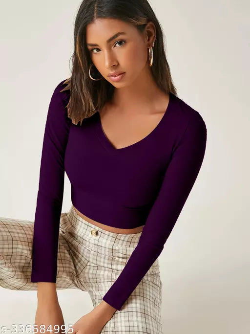 Western Printed V_ Neck Crop Top