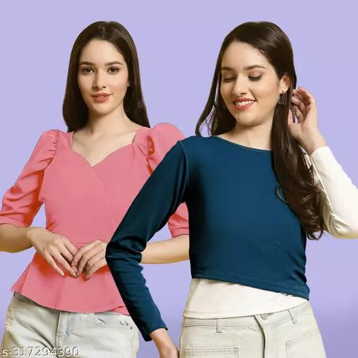 Clasic Casual Fashion Forward Women's Tops - Pack of 2