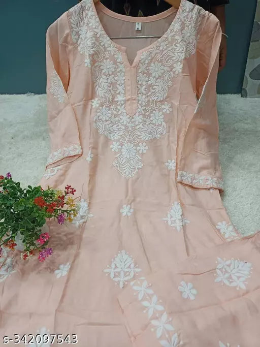 BEST FULL CHIKANKARI WORK KURTI WITH PLAZZO