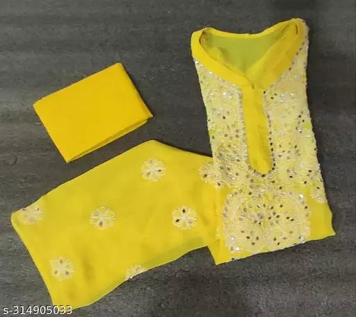 MIRROR WORK CHIKANKARI KURTI WITH INNER