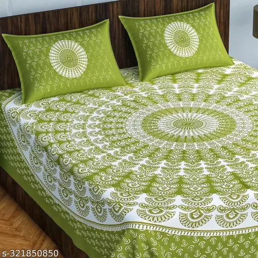 Jaipuri Pure Cotton Double Bedsheet With 2 Pillow Cover