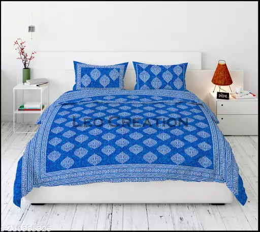 Jaipuri Pure Cotton Double Queen Bedsheet With 2 Pillow Covers