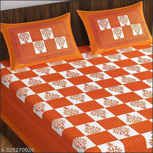 Jaipuri Pure Cotton Double Queen Bedsheet With 2 Pillow Covers