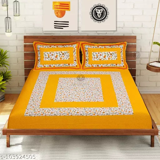 Double Pure Cotton Bedsheet With 2 Pillow Covers