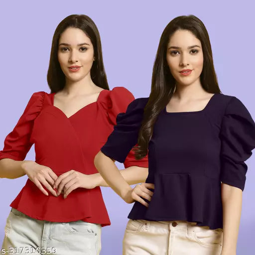 Clasic Casual Fashion Forward Women's Top - Pack of 2