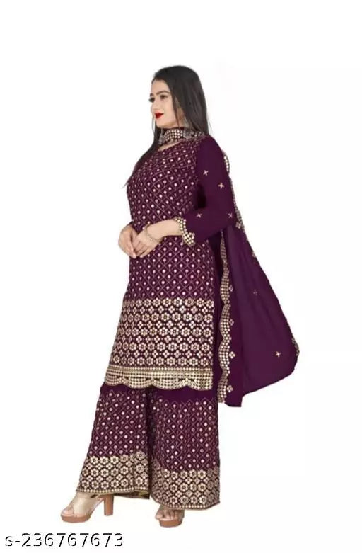 Aagyeyi Sensational Salwar Suits & Dress Materials Georgette 9mm Heavy sequence Work Wear Suit Like Party Wear Garara suit