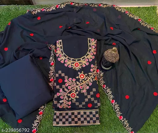 Georgette Party Wear Unstiched Salwar Suit And Dress Materials