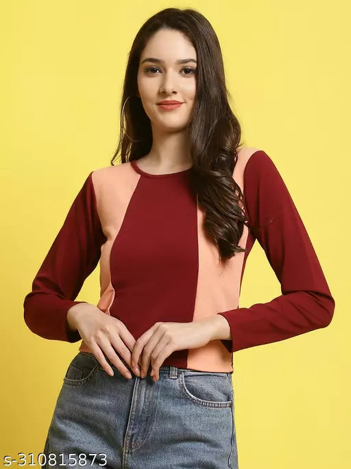 Casual Regular Sleeves Color Block Women Multicolor Top (Women Top | Women Tops | Top | Tops)