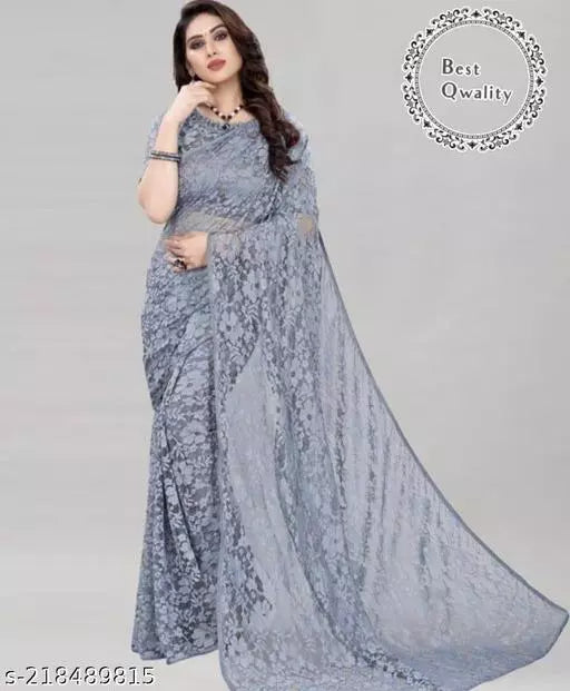 Brasso rasal Net sarees Grey Colour