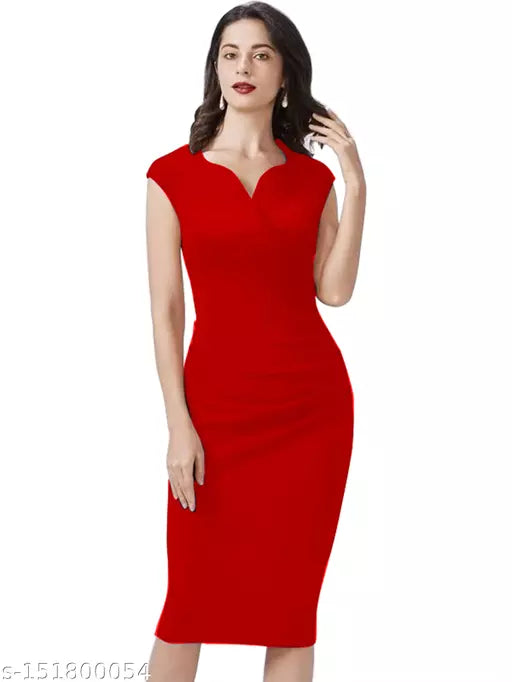 Sleeveless Red Dress For Woman