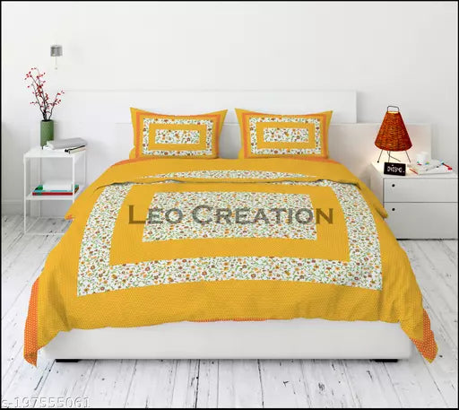 Jaipuri Pure Cotton Double Queen Bedsheet With 2 Pillow Covers
