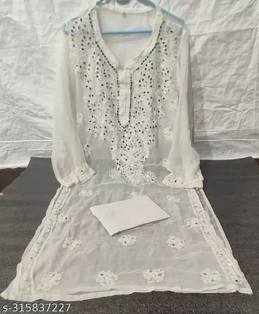 MIRROR WORK CHIKANKARI KURTI WITH INNER